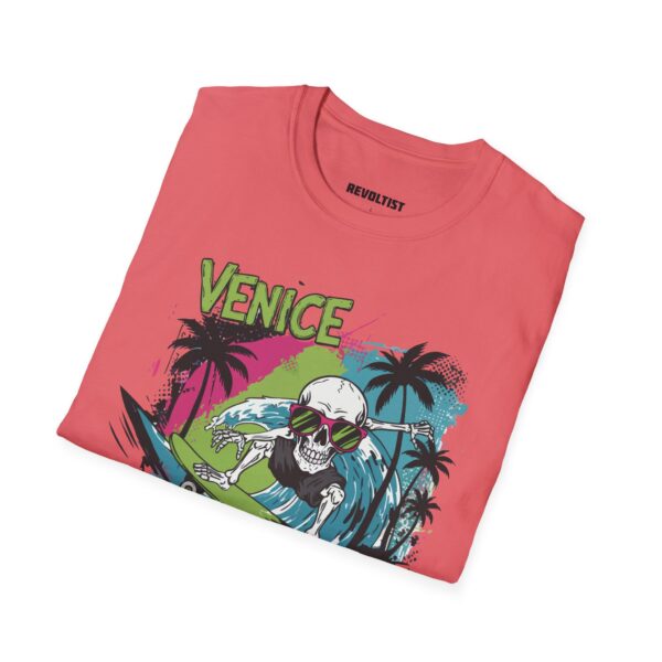 Venice Beach Surf Skateboard Skeleton 80s Style T-Shirt - Image 12