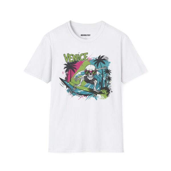 Venice Beach Surf Skateboard Skeleton 80s Style T-Shirt - Image 5