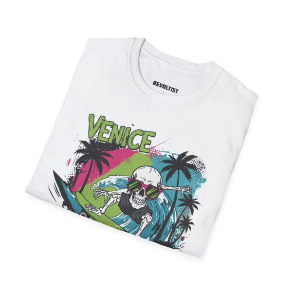 Venice Beach Surf Skateboard Skeleton 80s Style T-Shirt - Image 8