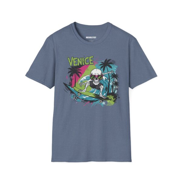 Venice Beach Surf Skateboard Skeleton 80s Style T-Shirt - Image 33