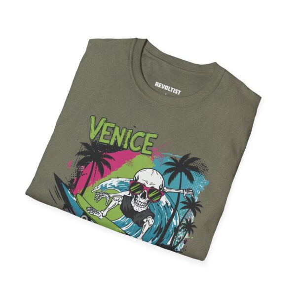 Venice Beach Surf Skateboard Skeleton 80s Style T-Shirt - Image 16