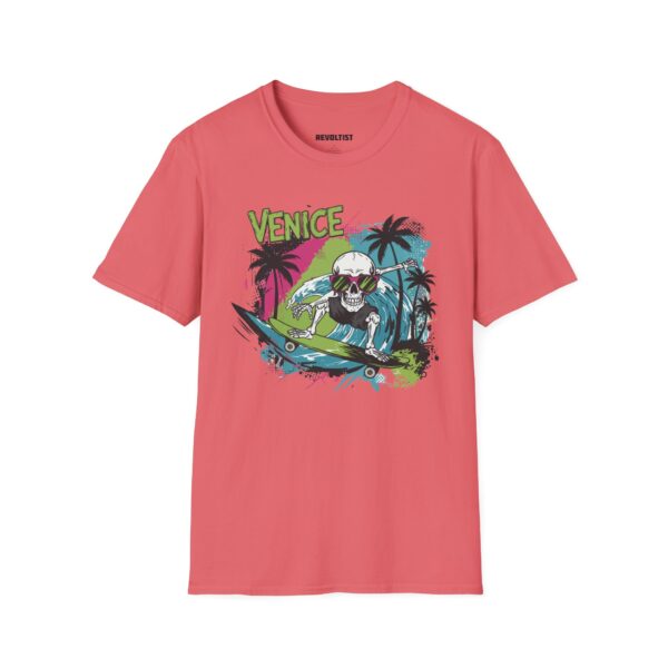 Venice Beach Surf Skateboard Skeleton 80s Style T-Shirt - Image 9