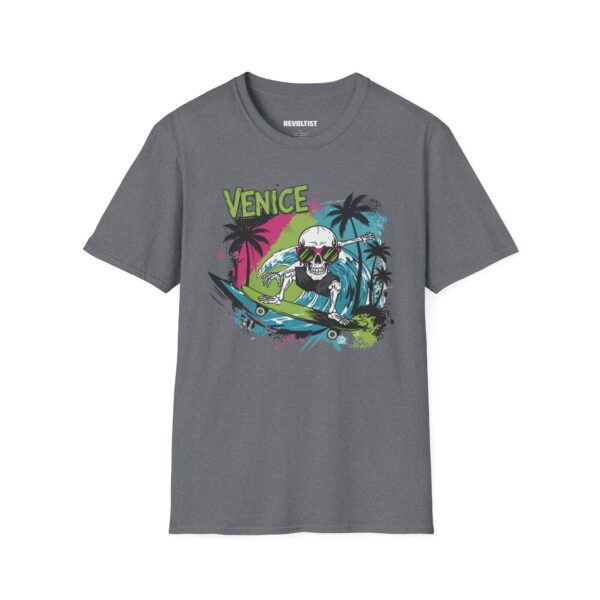 Venice Beach Surf Skateboard Skeleton 80s Style T-Shirt - Image 21