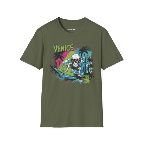Venice Beach Surf Skateboard Skeleton 80s Style T-Shirt - Image 17