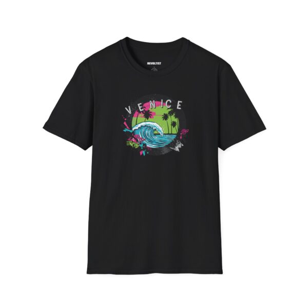 Venice Wave Unisex Softstyle T-Shirt - Beach Vibe, Summer Essential, Graphic Tee, Casual Wear, Gift for Surf Lovers - Image 3