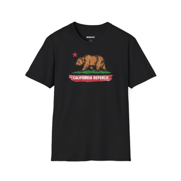 California Republic Bear T-Shirt | Unisex Softstyle Graphic Tee, Casual Wear, Gift for Californians, Vintage Style, Nature Lovers, Festival Shirt - Image 3