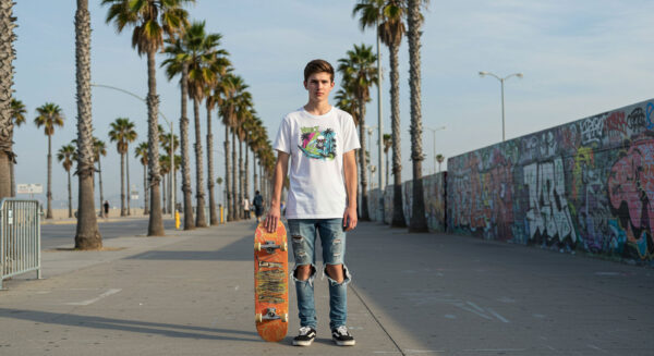 Surf Skateboard Skeleton T-Shirt - Image 9