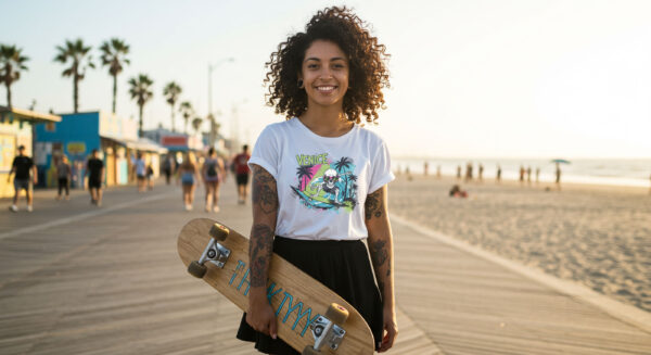 Surf Skateboard Skeleton T-Shirt - Image 8