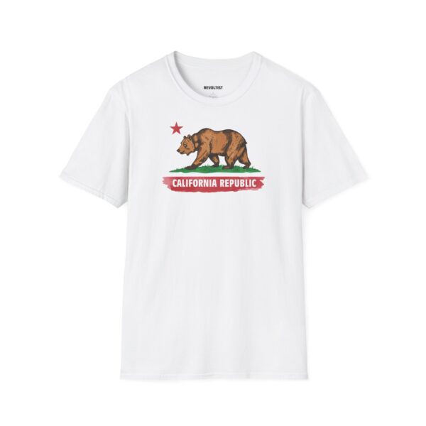 California Republic Bear T-Shirt | Unisex Softstyle Graphic Tee, Casual Wear, Gift for Californians, Vintage Style, Nature Lovers, Festival Shirt - Image 2